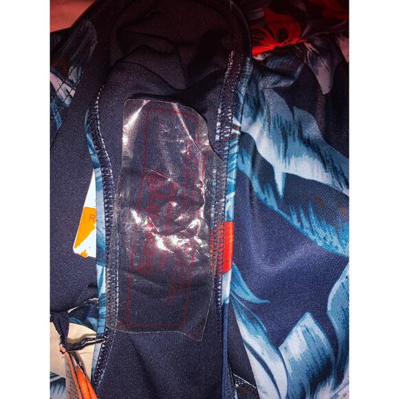 Tropical Floral Bikini Set Sz 12 Two Piece Swimsuit Navy Orange Leaf Floral - Picture 16 of 16